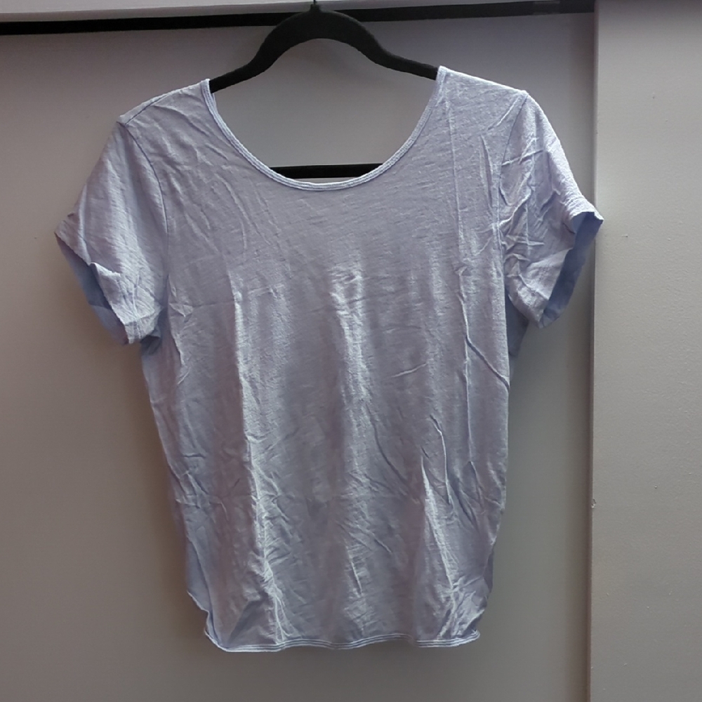 Light Blue Women's Top With Scoop Back Detail